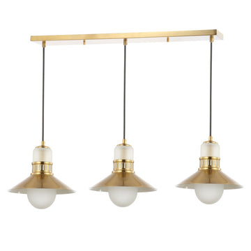 Colin Adjustable Iron/Glass Retro Hurricane LED Pendant - JONATHAN Y